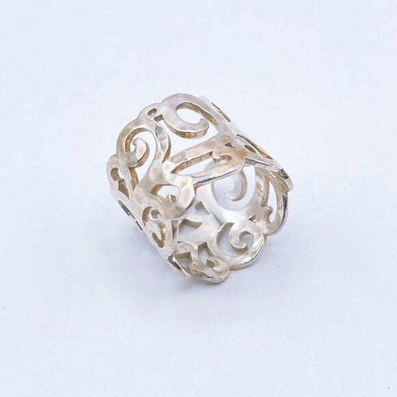 Sterling Silver Openwork Scroll Design Eden Band Ring By Silpada Size 7 - Picture 4 of 6